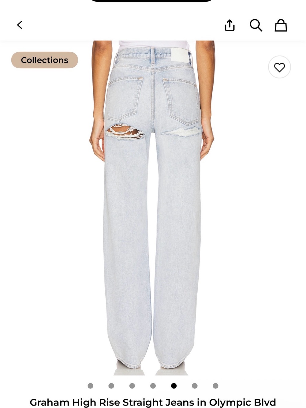 GRLFRND Light Blue High-Rise Straight Jeans with Back Distress